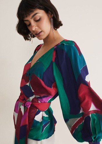 Phase Eight Shalni Abstract Floral Wrap Shirts Multicolor Canada | HAMNDP-432